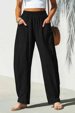 Cupshe Zwarte elastische taille taps toelopende broek