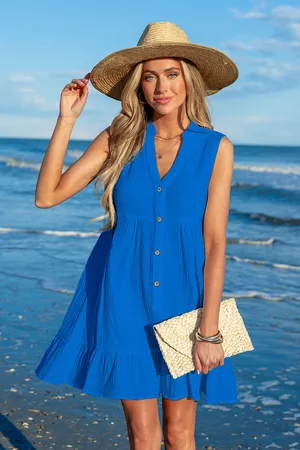 Cupshe Saffierblauwe mini-jurk met omslagdoek