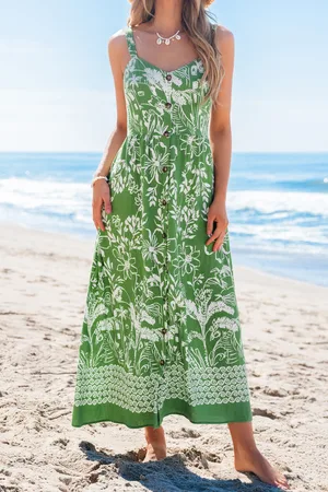 Cupshe Lime Spritz Floral Maxi-jurk