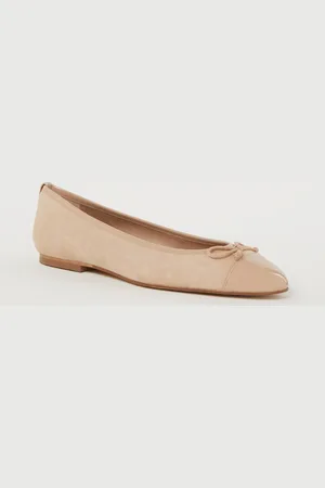 L.K. Bennett L-K-Bennett Kara ballerina van suède met lakleren details
