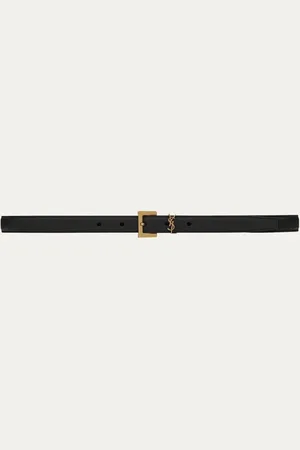 Saint Laurent Narrow Monogram riem van kalfsleer
