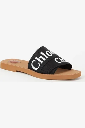 Chloé Woody slipper van canvas met logo