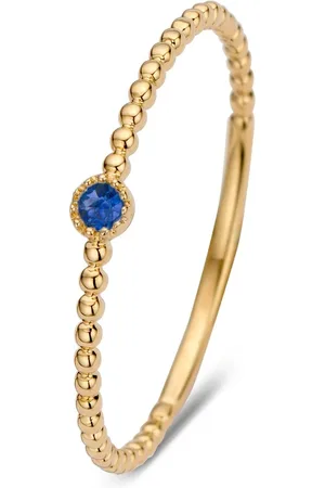 Diamond Point Geelgouden ring 0-05 ct blauwe saffier Joy