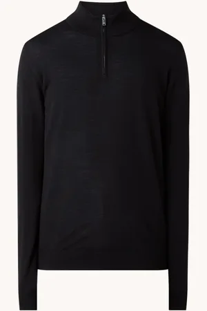 Reiss Blackhall fijngebreide pullover van merinowol met halve rits