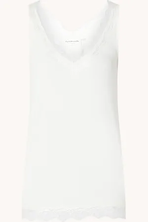 Rosemunde Tanktop met V-hals en kant