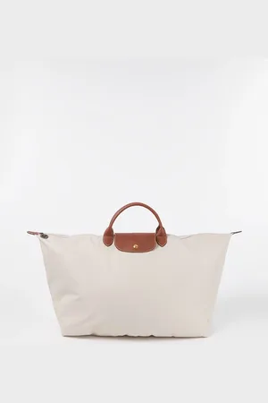 Longchamp Le Pliage Green reistas M met leren details