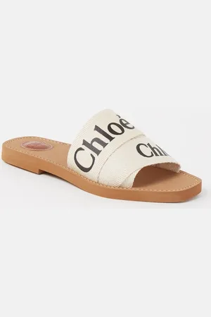 Chloé Woody slipper van canvas met logo