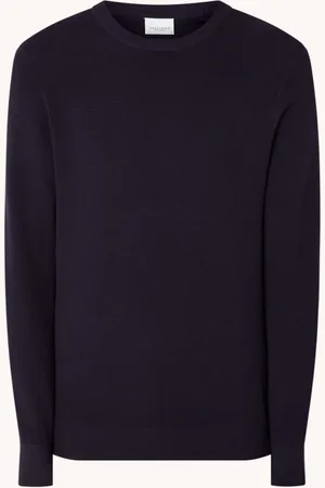 Profuomo Fijngebreide pullover met ronde hals