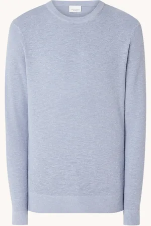 Profuomo Fijngebreide pullover met ronde hals