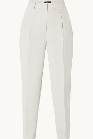 Bruuns Bazaar Cindy high waist tapered fit cropped pantalon met plooidetail