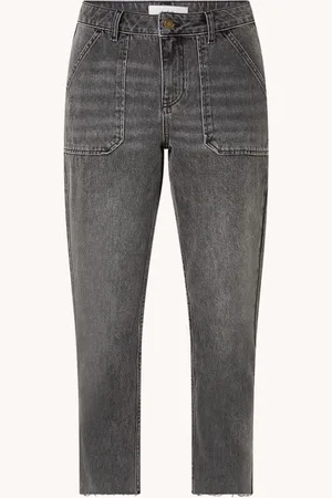 Bash Elly high waist tapered fit cropped jeans met verwassen afwerking