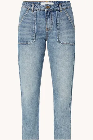 Bash Elly high waist tapered fit cropped jeans met verwassen afwerking