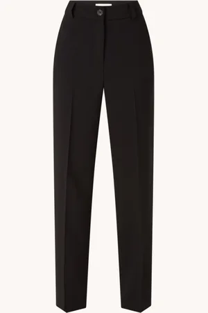 Modstrom Gale high waist straight fit pantalon met steekzakken en persplooi