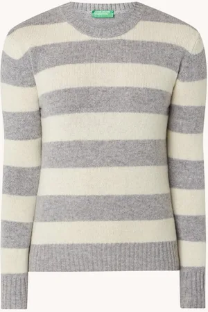 Benetton Fijngebreide pullover van wol met streepprint