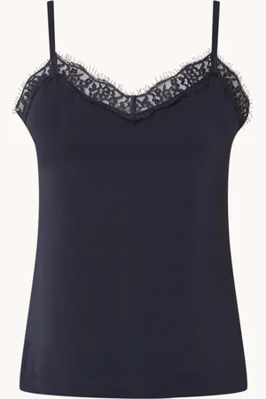 Claudia Sträter Spaghetti top met details van kant