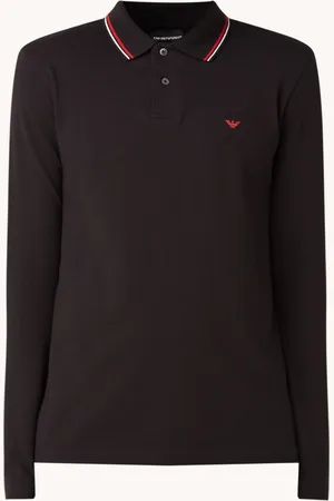 Emporio Armani Slim fit polo van piqué katoen met lange mouw