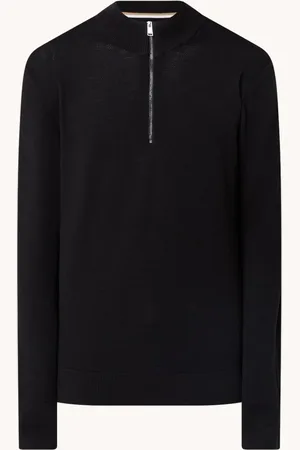 HUGO BOSS Ebrando fijngebreide sweater met halve rits