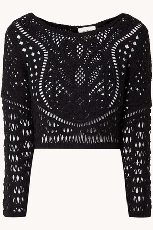 Bash Marc grofgebreide crop top met broderie