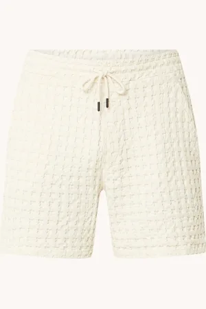 Oas Porto Waffle straight fit korte broek met structuur