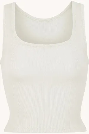 SKIMS Cotton Rib cropped tanktop met ribstructuur