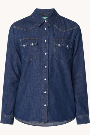 Benetton Blouse van chambray met borstzakken