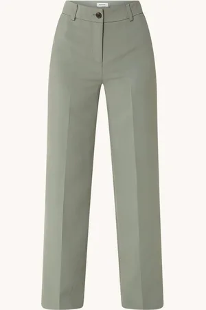 Modstrom Gale high waist straight fit pantalon met steekzakken en persplooi