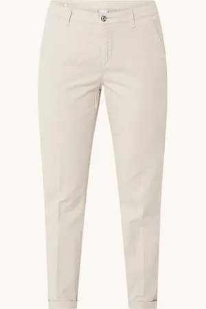 Mac Mid waist slim fit cropped chino met steekzakken en stretch
