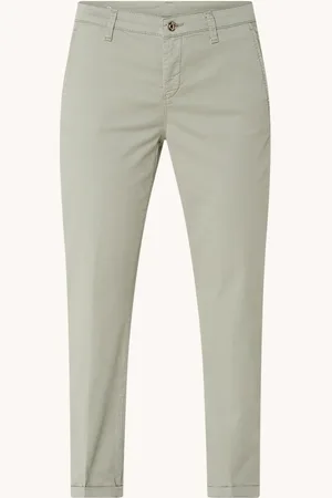 Mac Mid waist slim fit cropped chino met steekzakken en stretch