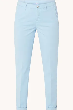Mac Mid waist slim fit cropped chino met steekzakken en stretch