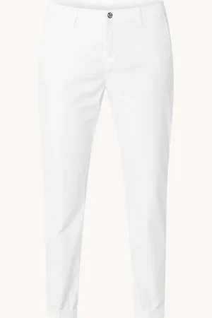 Mac Mid waist slim fit cropped chino met steekzakken en stretch