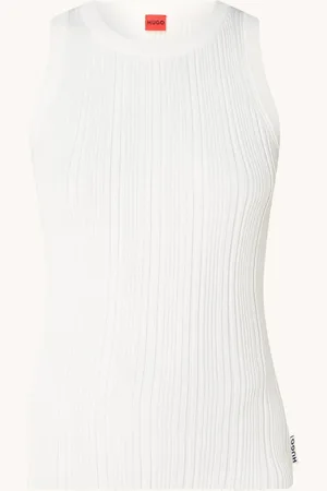 HUGO BOSS Sareple ribgebreide tanktop met logo