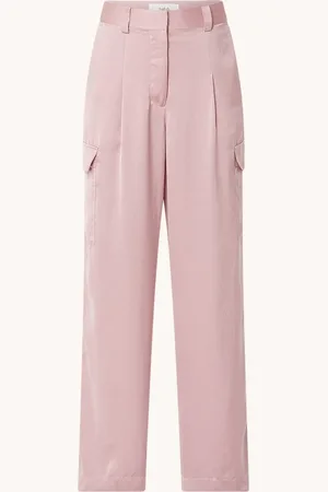 Bash Cary high waist loose fit broek van satijn met klepzakken