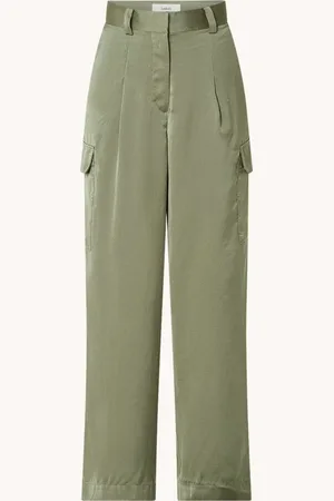Bash Cary high waist loose fit broek van satijn met klepzakken