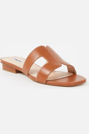 Dune Wide Fit Loupe slipper van leer
