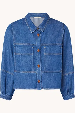Sessun Leone blouse van denim met opgestikte zakken