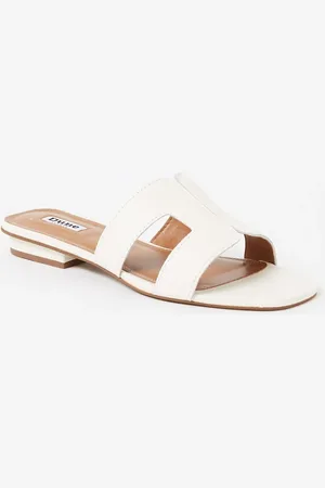 Dune Wide Fit Loupe slipper van leer