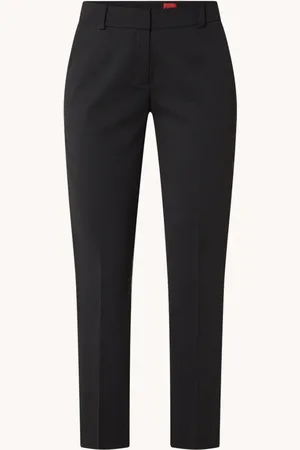 HUGO BOSS Hetana mid waist slim fit pantalon in wolblend met steekzakken