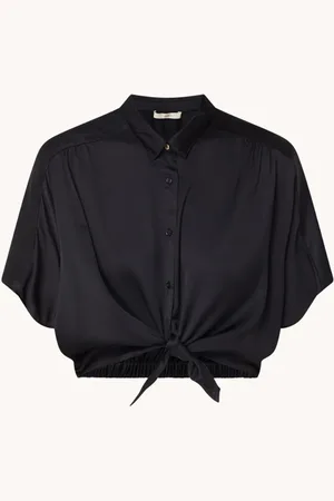 Sessun Alfassa crop top van satijn met gestrikt detail
