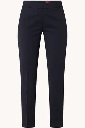 HUGO BOSS Hetana mid waist slim fit pantalon in wolblend met steekzakken
