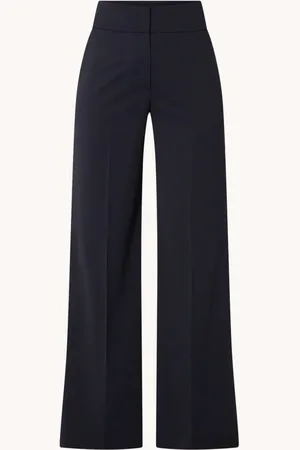 HUGO BOSS Himia high waist straight fit pantalon in wolblend met steekzakken