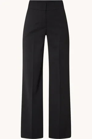 HUGO BOSS Himia high waist straight fit pantalon in wolblend met steekzakken
