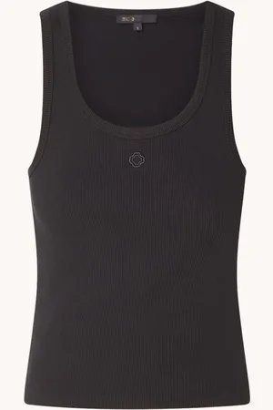Maje Tanktop met ribstructuur en logoborduring