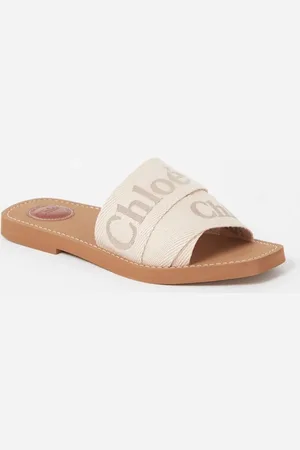 Chloé Woody slipper van canvas met logo