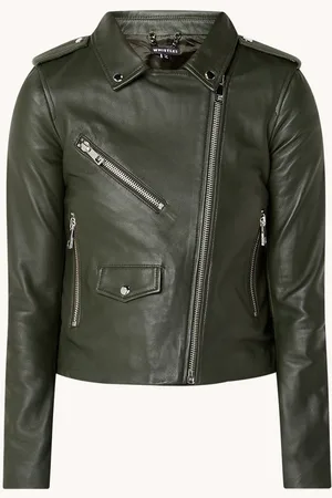 Whistles Agnes cropped bikerjack van schapenleer met ritszakken