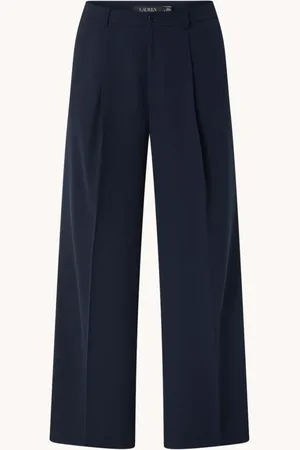 Ralph Lauren High waist wide fit pantalon met steekzakken en persplooi