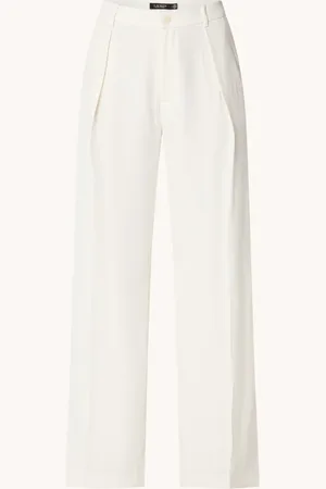 Ralph Lauren High waist wide fit pantalon met steekzakken en persplooi