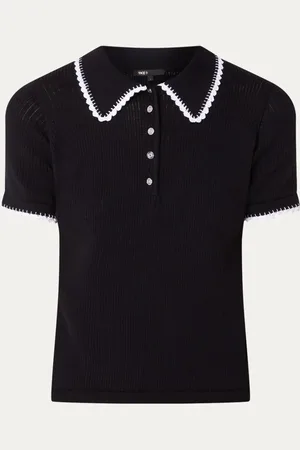 Maje Grofgebreide polo met stretch