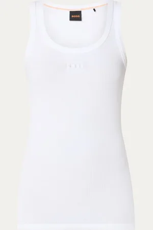 HUGO BOSS Ribgebreide tanktop met logoborduring