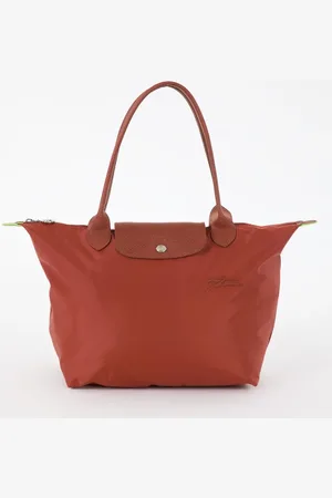 Longchamp Le Pliage Green M schoudertas met leren details