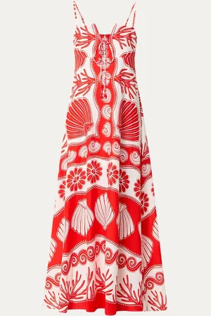 Farm Rio Ainika maxi jurk in linnenblend met bladprint
